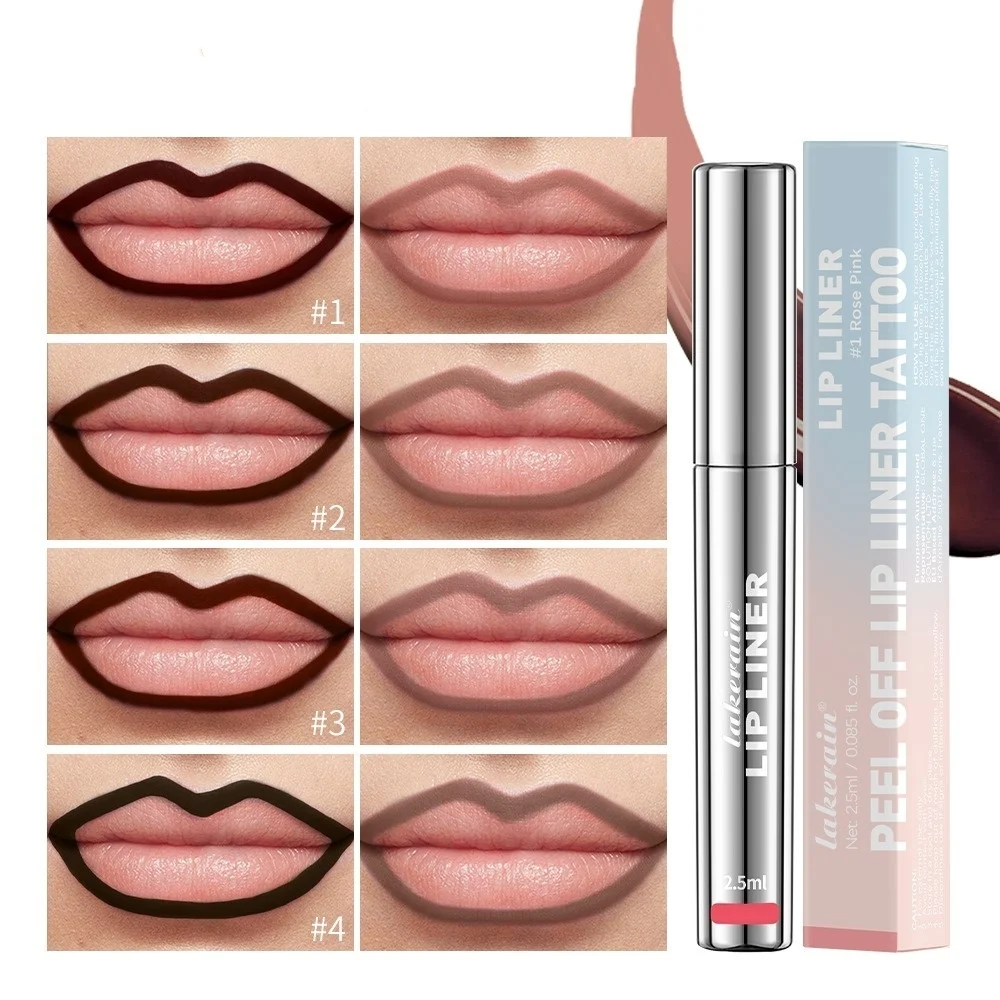Delineador de labios despegable de larga duración, resistente al agua, tinte de labios, lápiz labial mate semipermanente, maquillaje de contorno de labios para niñas y mujeres