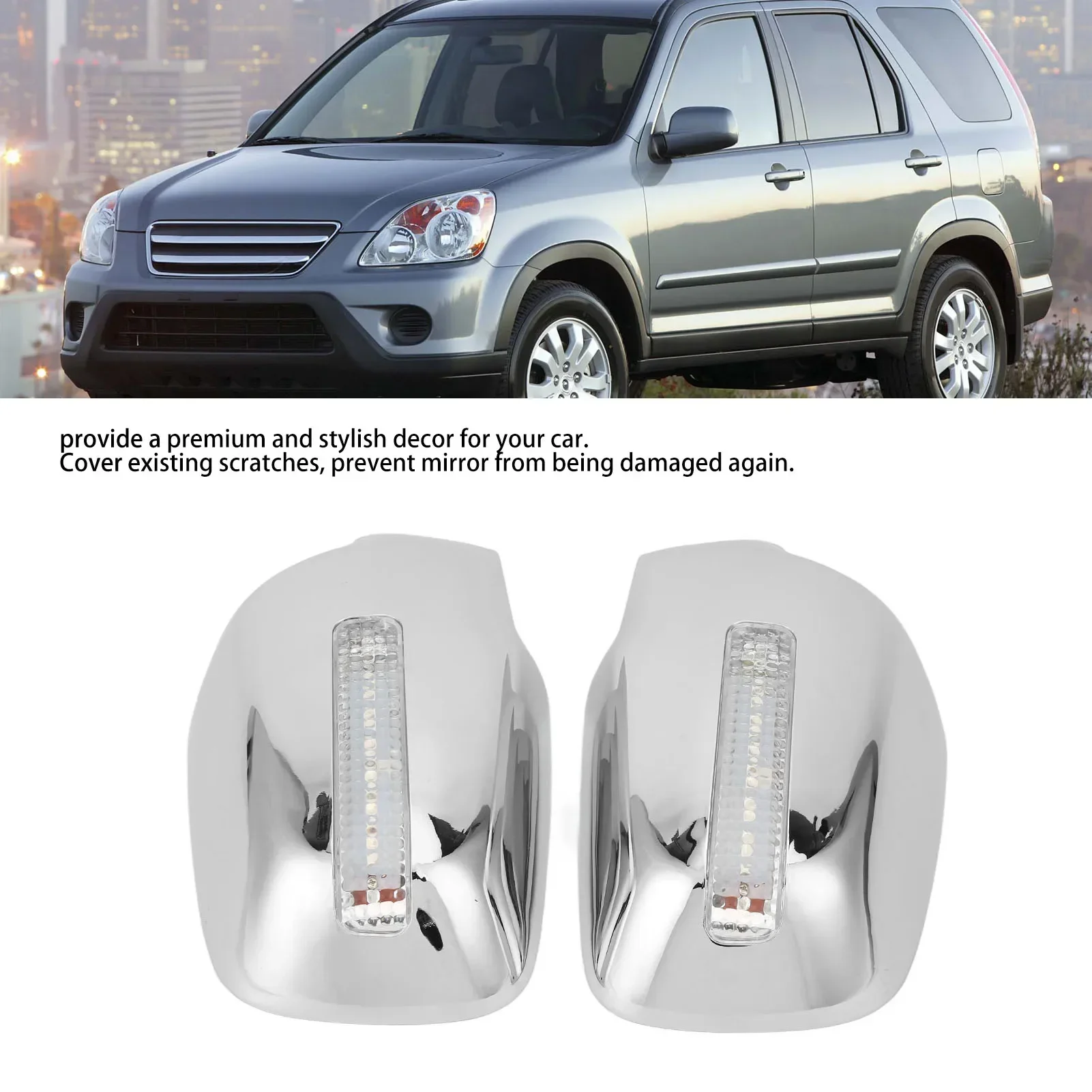 1 Pair fo ABS Chrome with LED Light Car Side Rear View Mirror Cover Trim Shell For Honda RD4 RD9 CR-V CRV 2002-2006