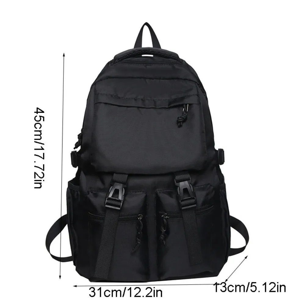 Simple Large Capacity Canvas Backpack Solid Color Harajuku Students School Bag Japanese Style Nylon Shoulders Bag Women/Men