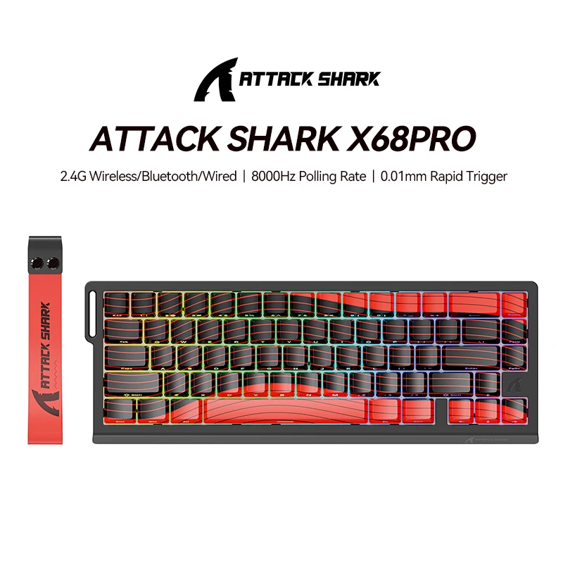 

ATTACK SHARK X68PRO HE Wireless Keyboard,Magnetic Switch,RGB Lighting,With 0.01mm RT Accuracy,8KHz Polling Rate,0.125ms Latency