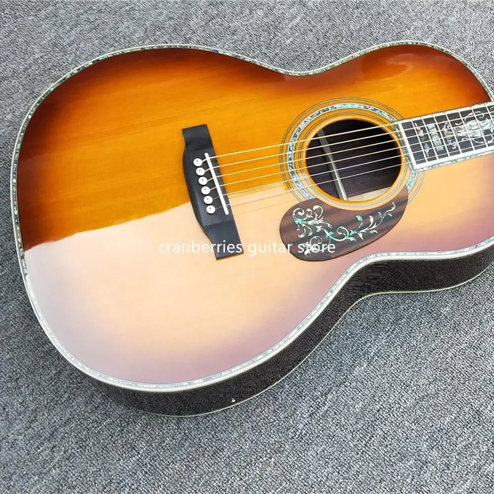 Custom Electric Guitar, Sunburst Color Acoustic Guitar,Ebony Fingerboard,100% All Real Abalone, Free Shipping, 00045 Model