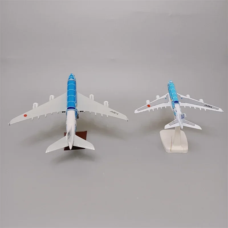 16cm/20cm Alloy Metal Japan ANA Airbus A380 Cartoon Sea Turtle Airlines Diecast Airplane Model Plane Aircraft with Wheels Blue