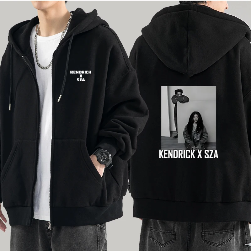 

SZA and Kendrick Lamar printed Zipper Hoodie Men Women Autumn Winter street Sweatshirt Harajuku Fashion Fleece pullover Unisex