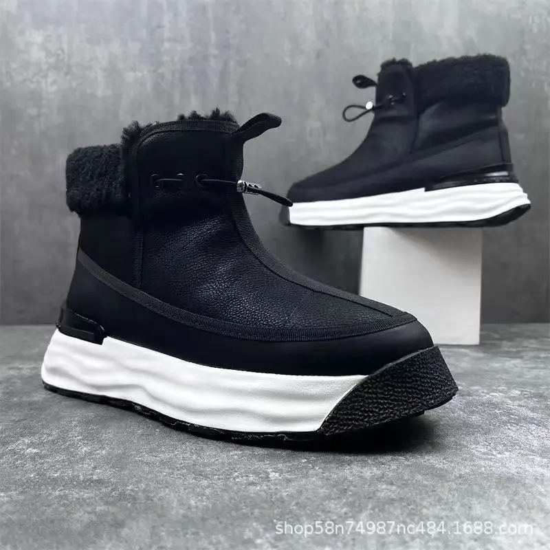

Men's Winter Sports Shoes, Leather Boots, Warm and Thick Soled Snow Boots, Anti Slip and Waterproof Casual Outdoor Hiking Shoes
