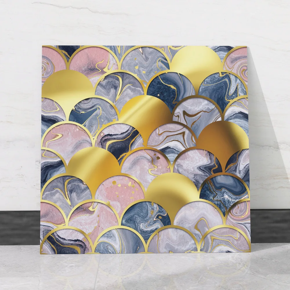 Pegatinas geométricas de lujo, autoadhesivo Impermeable, lámina dorada, revestimiento de paredes autoadhesivo de mármol para pared de salón