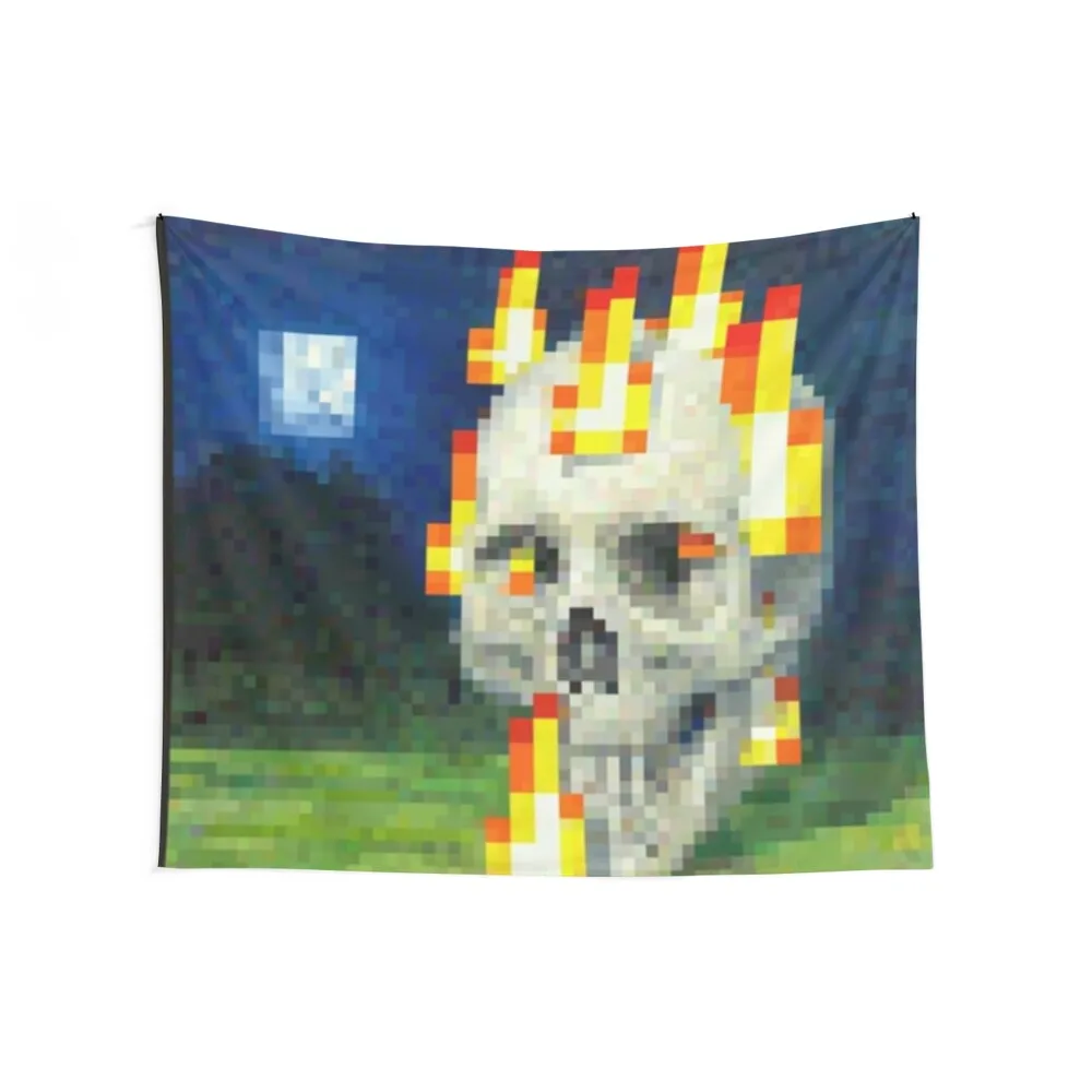 Minecraft Skull on Fire Painting Tapestry Wall Decor Hanging Room Decor For Girls Tapestry