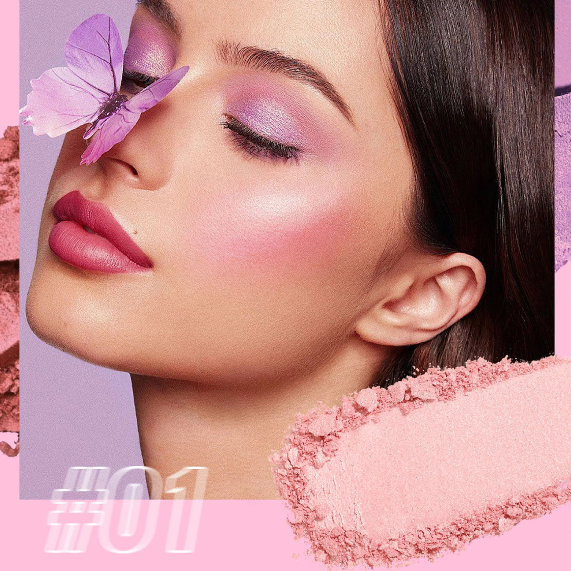 Tavolozza di trucco a tre strati, ombretto, fard e palette combinate di evidenziatori, glitter fini opachi perlescenti