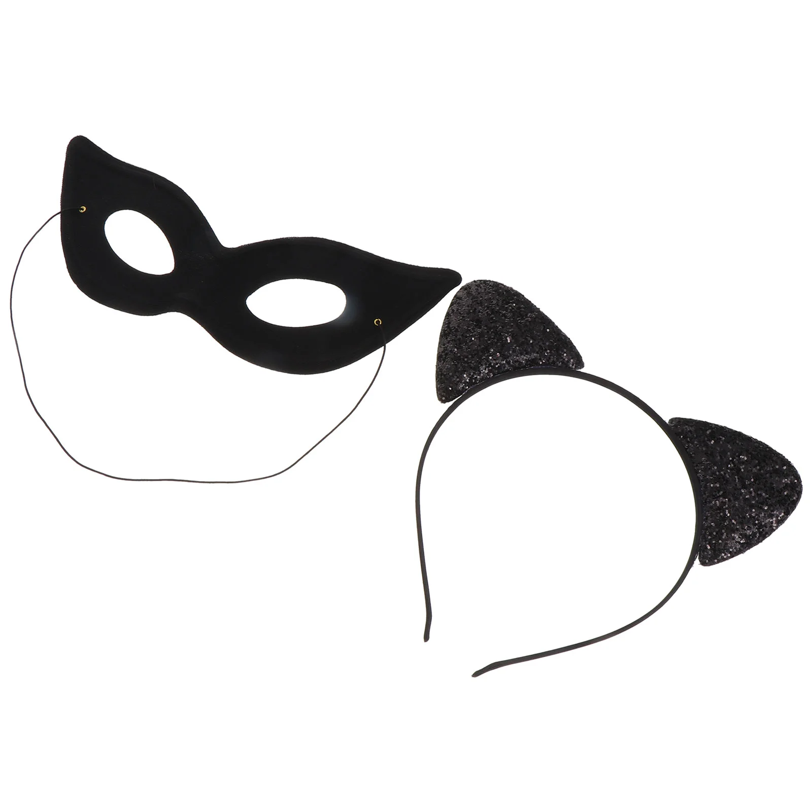 Head Band Cat Ears Headband Festival Mask Eye Halloween Headdress Black Theme Party Prop Cosplay Female Hair Hoop Miss