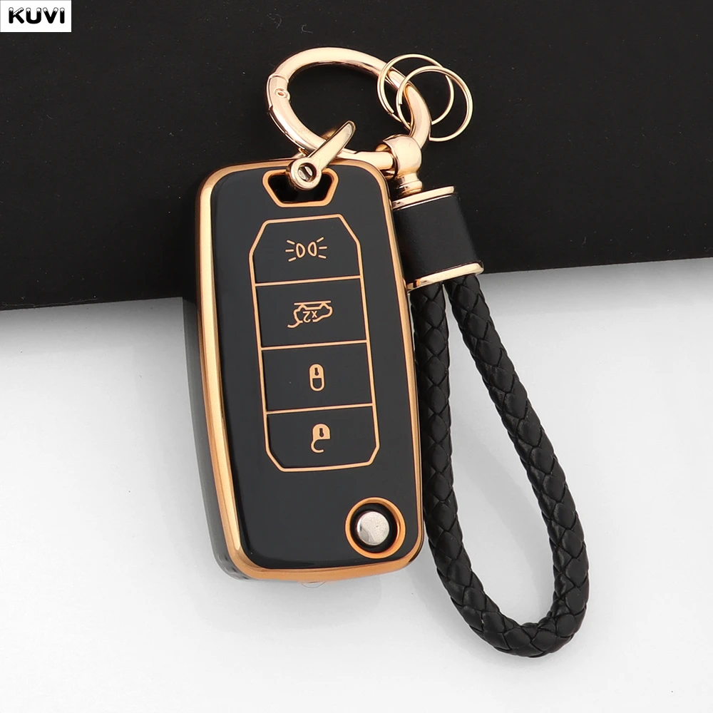 4 Buttons TPU Remote Folding Key Cover Case Shell For Jeep Renegade Compass 2016 2019 2020 2021 Holder Fob Keychain Accessories