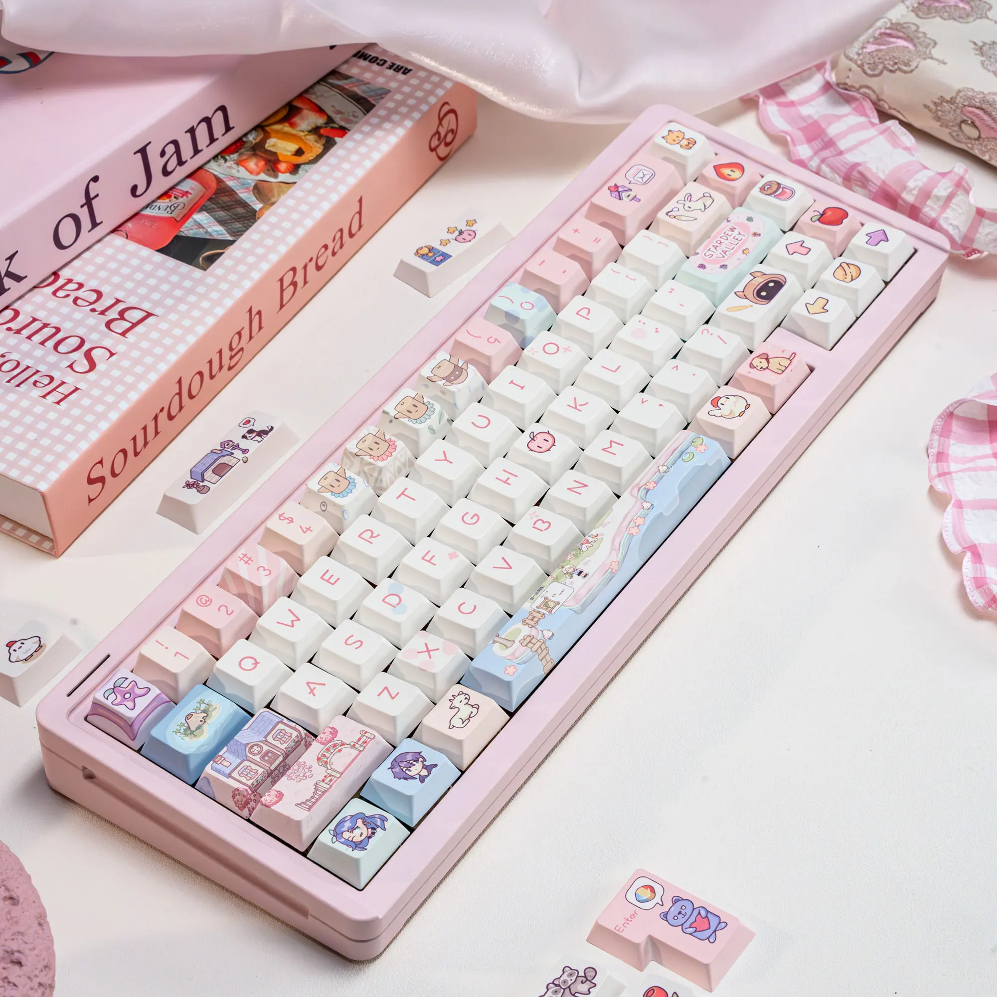 130 Keys Stardew Valley Keycaps PBT Custom Key Caps EOA/Cherry Profile Anime Game Star Duli Mechanical Keyboard Keycaps