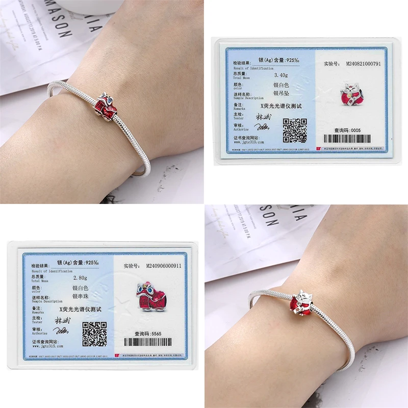 925 Silver Lantern Chinese Knot Charms New Year\'s Traditional Beads Fit 3mm 925 Original Bracelets Fashion DIY Jewelry Gifts