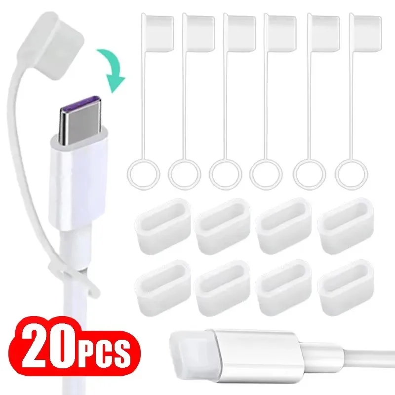 Type-C Charging Port Transparent Dust Plug With Rope Anti-Lost Dustproof Protector Cap Stopper Data Cable USB Type C Clear Cover