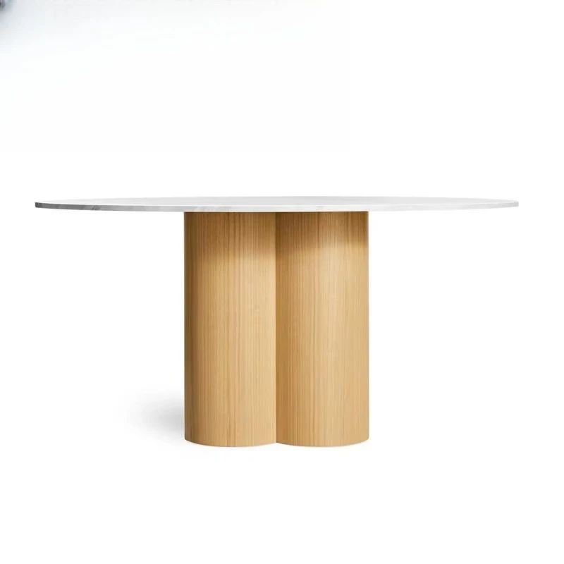 طاولة طعام خشبية مستديرة معاصرة من خشب الجوز أثاث فاخر مطعم الشمال المطبخ طاولة طعام من الرخام الطبيعي و