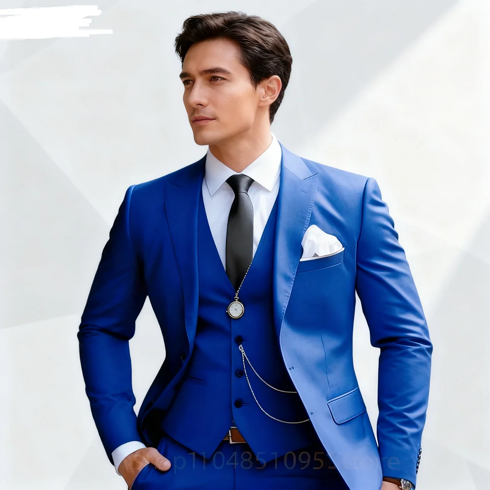 

Elegant Mint Green 3 Piece Men's Slim Fit Business Suit Notch Lapel Tuxedo Blazer Vest Pants Set for Wedding Party Prom Groom