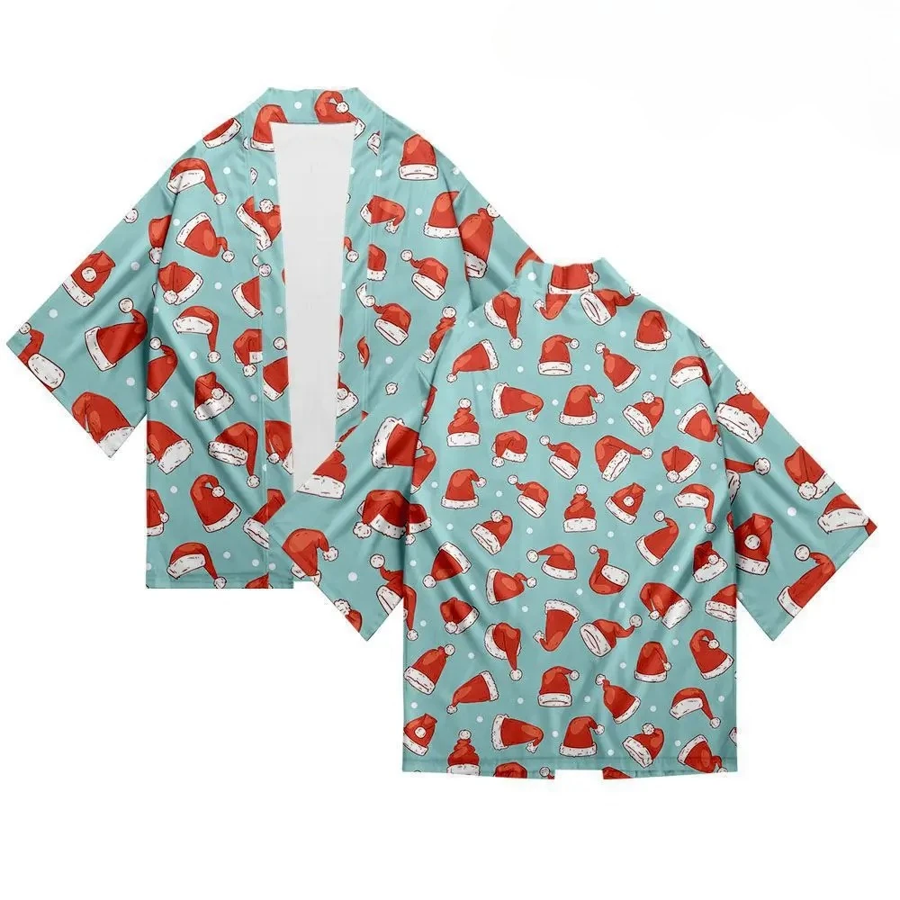 جديد وصول عناصر عيد الميلاد ندفة الثلج شجرة عيد الميلاد مريحة وغير رسمية ثلاثة أرباع الأكمام ريشة كيمونو الرأس