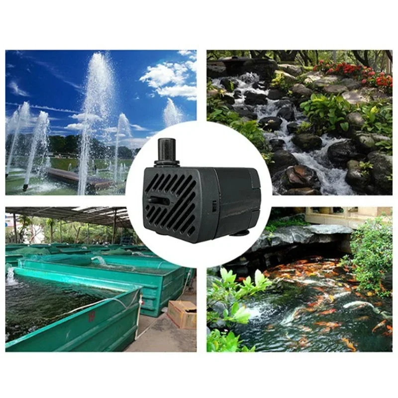 Submersible Pump 220V 3W Four LED Lights Aquarium Pond Glow Rockery Fountain Pump EU Plug Landscaping DIY180L/H Water Pump