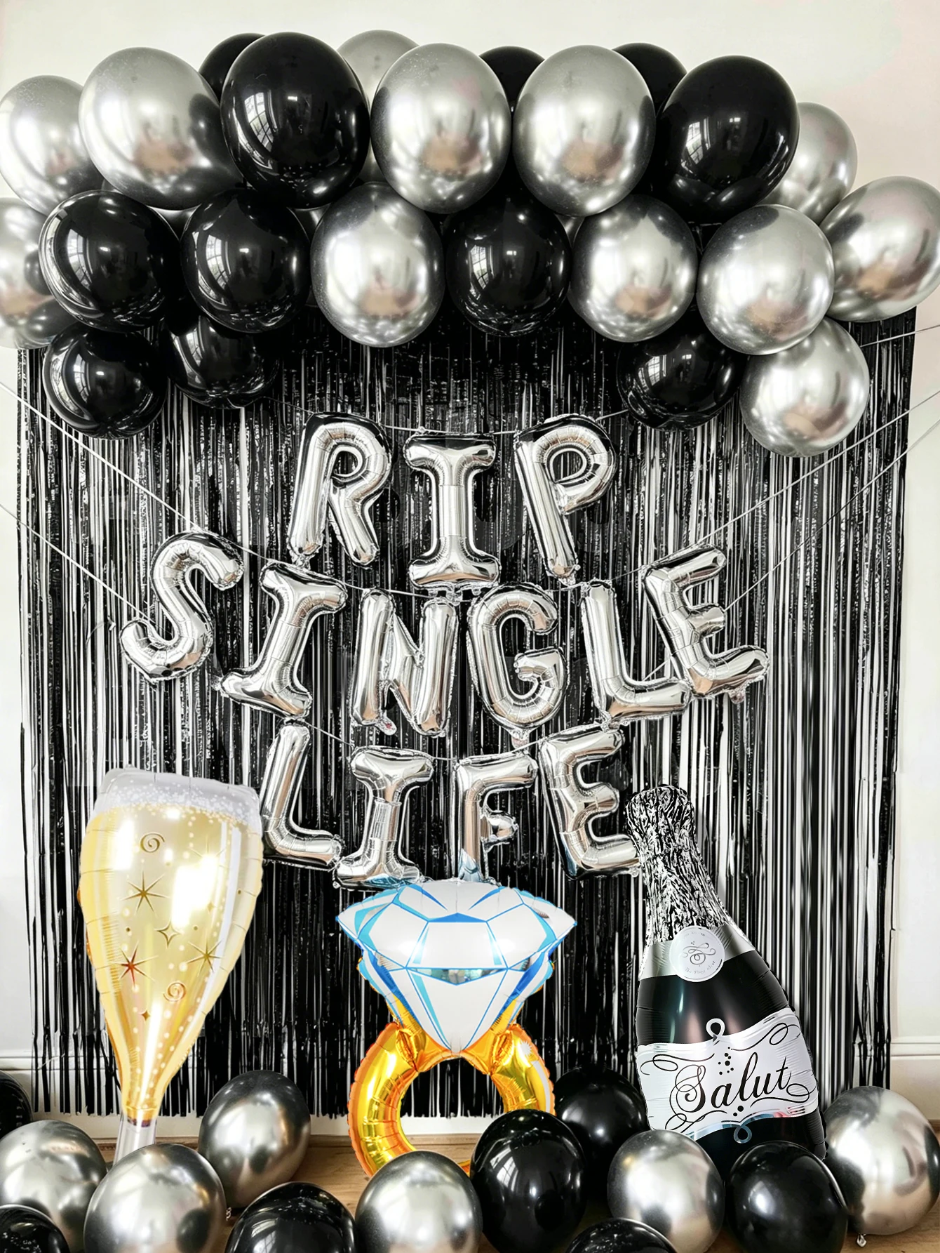 58pcs gothic bachelorette party decoration balloon set, bachelorette party, black bridal shower decoration, wedding engagement