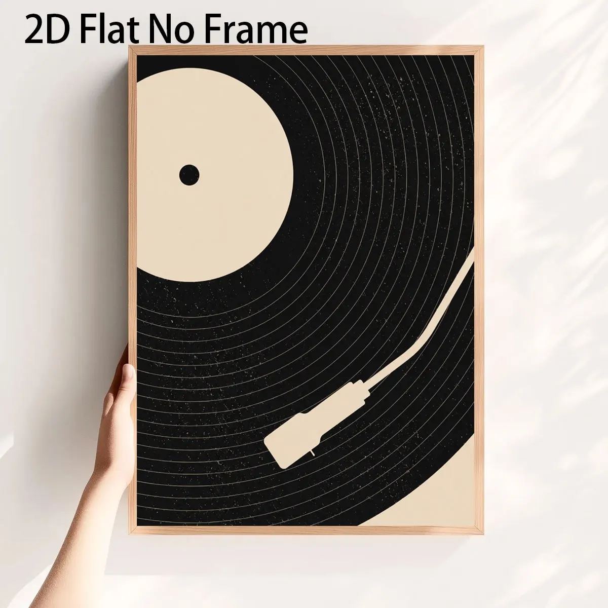 2D Flat, 2D Flat, 1pc, Retro Style Vinyl Record Player Poster, Music Theme Decorative Painting, Frameless Wall Art, Black And