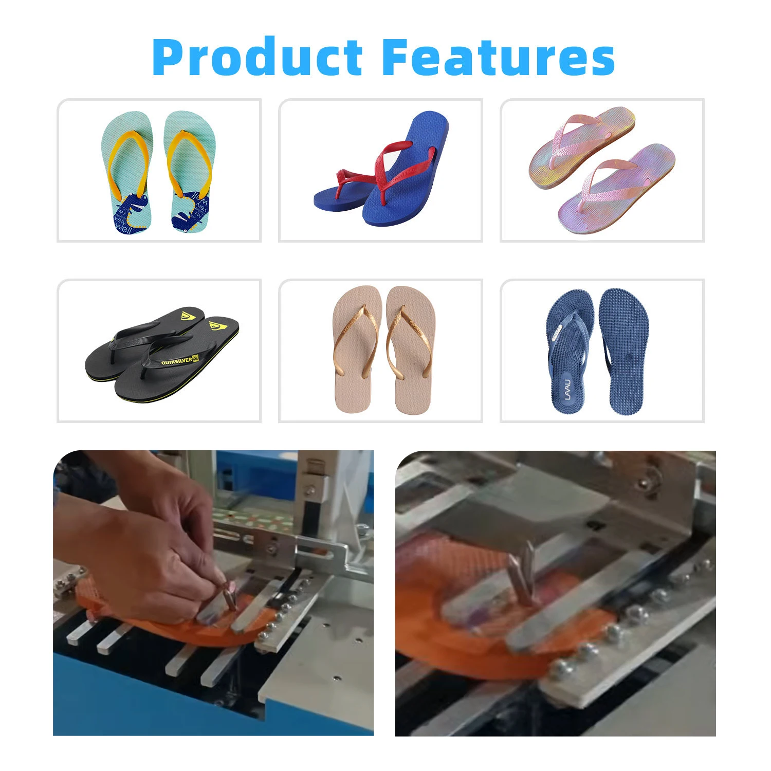 Automatic Feeding Plastic Slipper Strap Making Machine Flip Flop Strap Attaching Shoes Machine