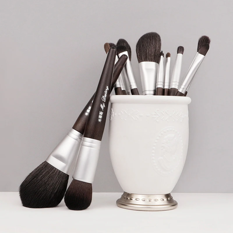 13-teiliges Tierhaarpinsel-Set für Foundation, Rouge, Puder, Lidschatten usw