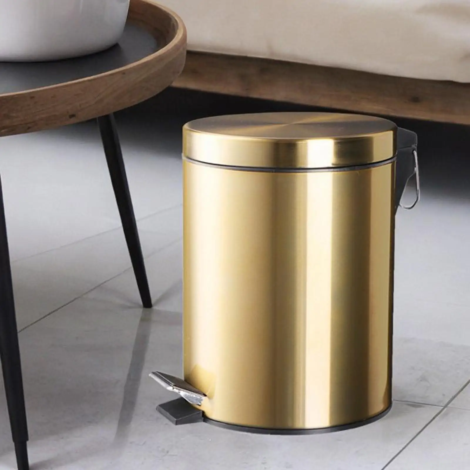 Pedal Bin Garbage Dustbin Slient Bathroom Trash Can for Home Bedroom Toilet