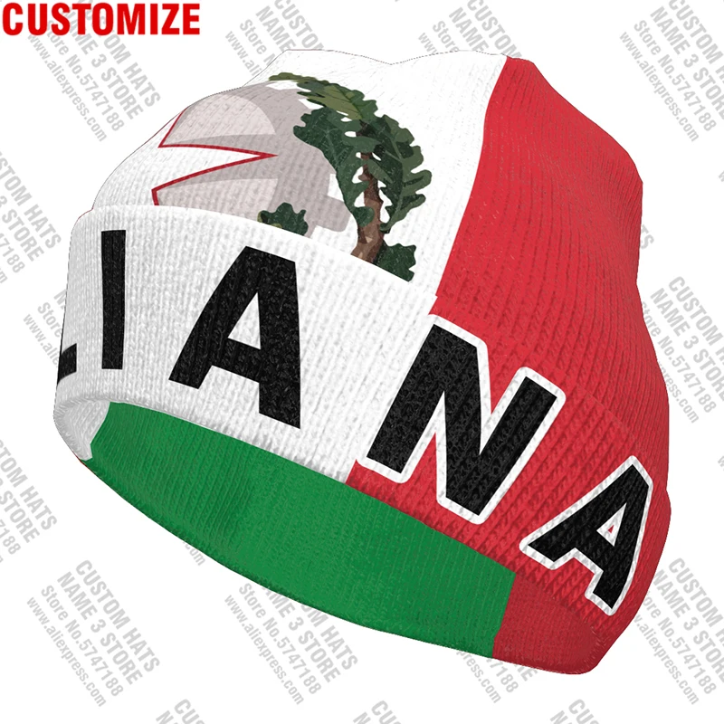 Italy Knitted Hat Free Custom Name Winter Cold Pullover Italiana Ita Flags Italian Knit Keep Warm Caps It Hip Hop Italia Beanies