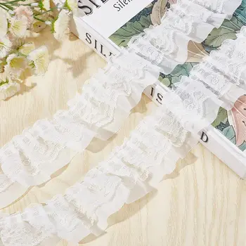 2碼黑白粉紅折疊波浪刺繡花邊布料飾邊,DIY服裝日常家居裝飾配件,5公分寬 10 最佳銷售 奢華蕾絲 - №6