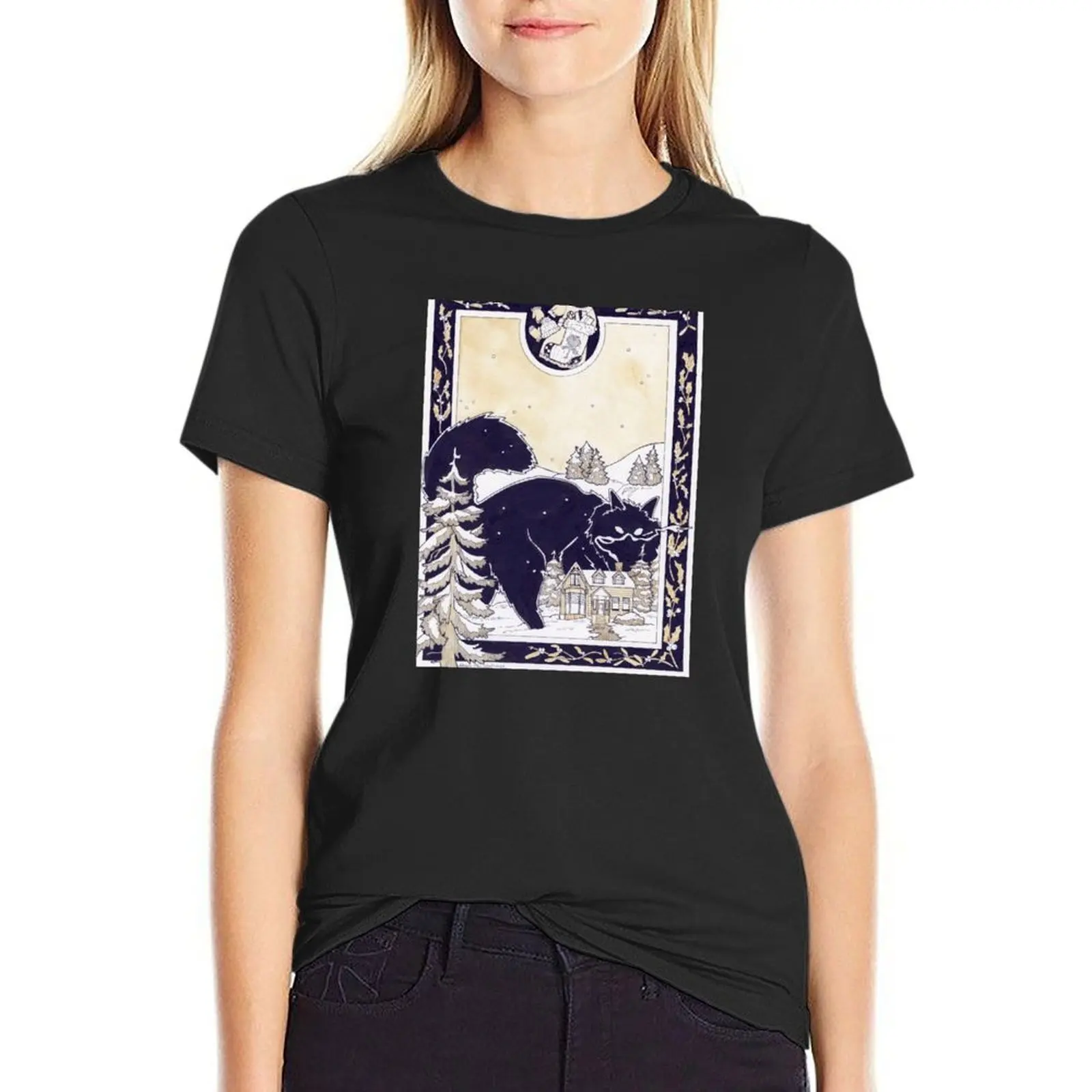 

Футболка Yule Cat, тяжелая эстетическая одежда, большие размеры, женская одежда по индивидуальному заказу