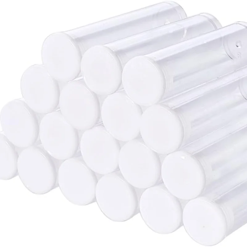 100Pcs Transparent Clear Plastic Small Empty Storage Tubes Bead Container Set Test Bottles Organizers Boxes with Lid 0.59x2.36''