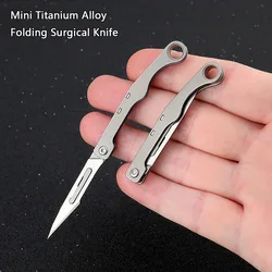 Portability Titanium Alloy Folding Scalpel Medical Folding Knife Outdoor Unpacking Pocket Knife with 10pcs Replaceable Blades