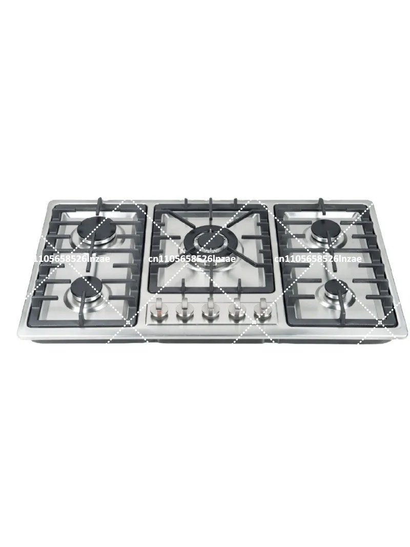 Multi-Burner Gas Cooktop, Stainless Steel Built-In Hob, 5-Burner Gas Stove for Kitchen Cooking