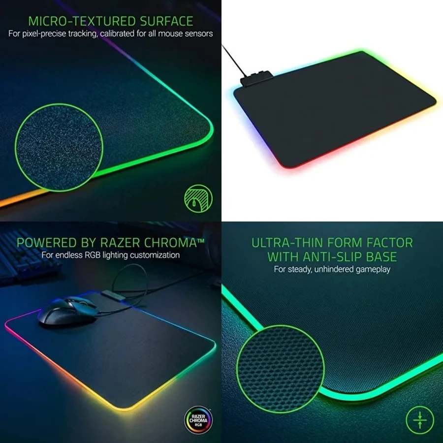 Gaming Mouse Pad: Customizable Chroma Lighting, Built-in Cable Management, Balanced Control & Speed, Non-Slip Rubber Base