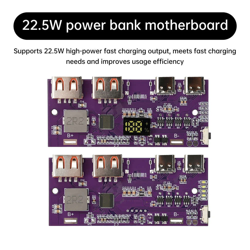 22.5W Fast Charging Module QC4.0 QC3.0 LED Power Indication DIY Charging Module Circuit Board for 3.7V Lithium Batteries