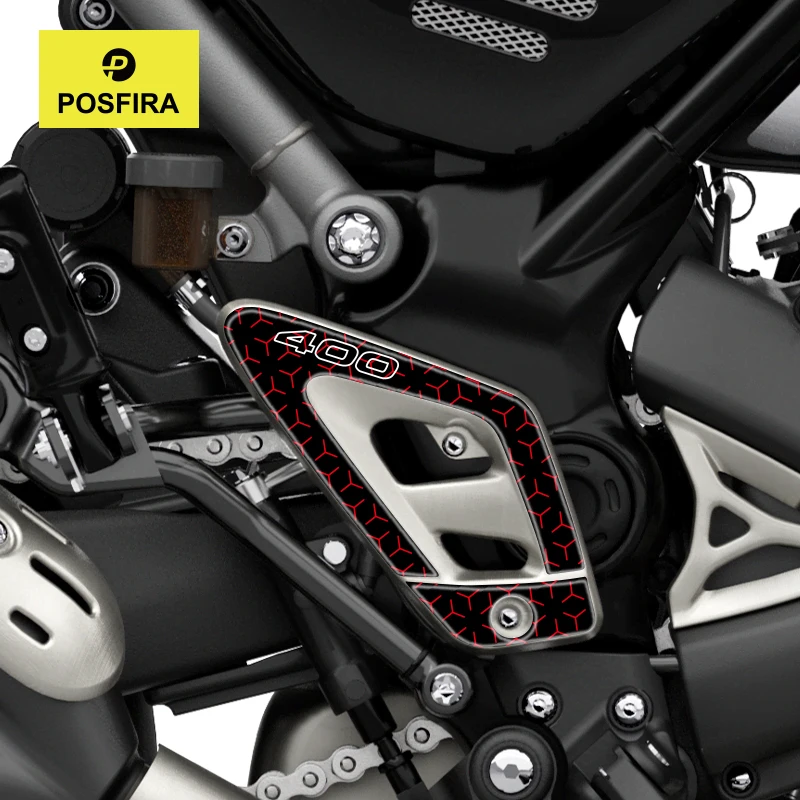 POSFIRA Motorcycle Footrest Panel Sticker 3D Resin Decals for Triumph Scrambler 400 X/XC Speed 400 2024-2027 2026 Accessories
