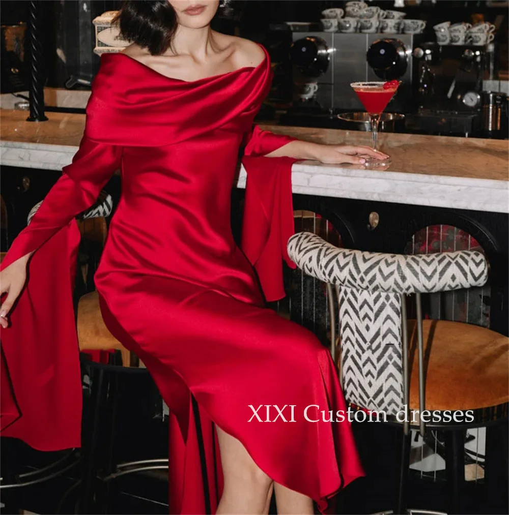

XIXI Wedding Party Dress Design Red Off Shoulder Evening Dresses Mermaid Prom Dresses vestidos de fiesta elegantes para mujer
