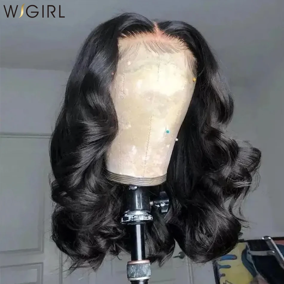 Wigirl 250% Body Wave Short Bob Wig 13x4 13x6 Lace Front Human Hair Wigs Preplucked Water Wave 5x5 Glueless Lace Closure Wig