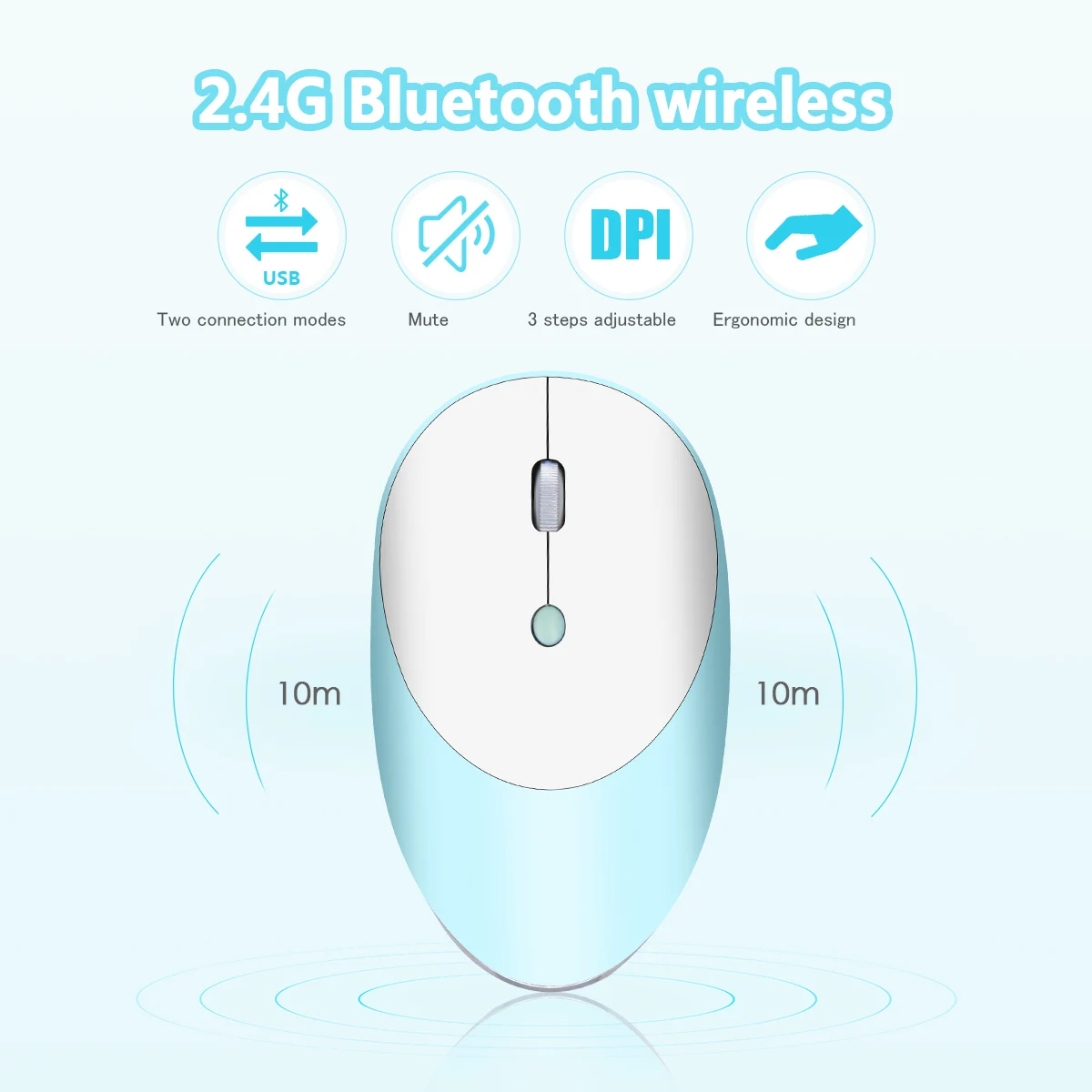 3 Modes Wireless Mouse Rechargeable 2.4USB Bluetooth 3.0 5.0 Silent Adjustable DPI Mouse for iPad for Tablet Laptop Desktop