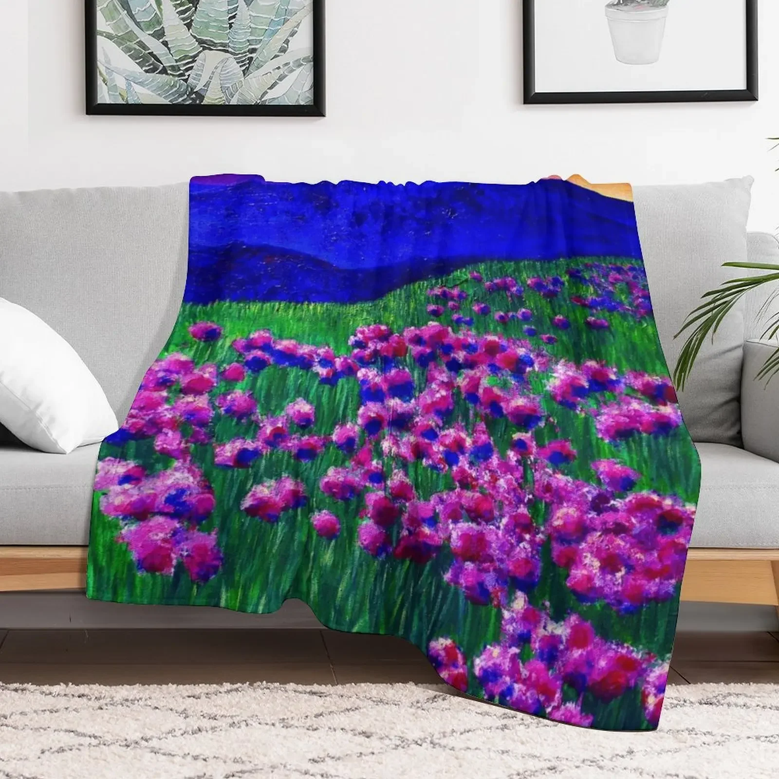 Rainbow Sunset Soaked Mountain Landscape Throw Blanket Faux Fur Soft Warm Blanket for Bed