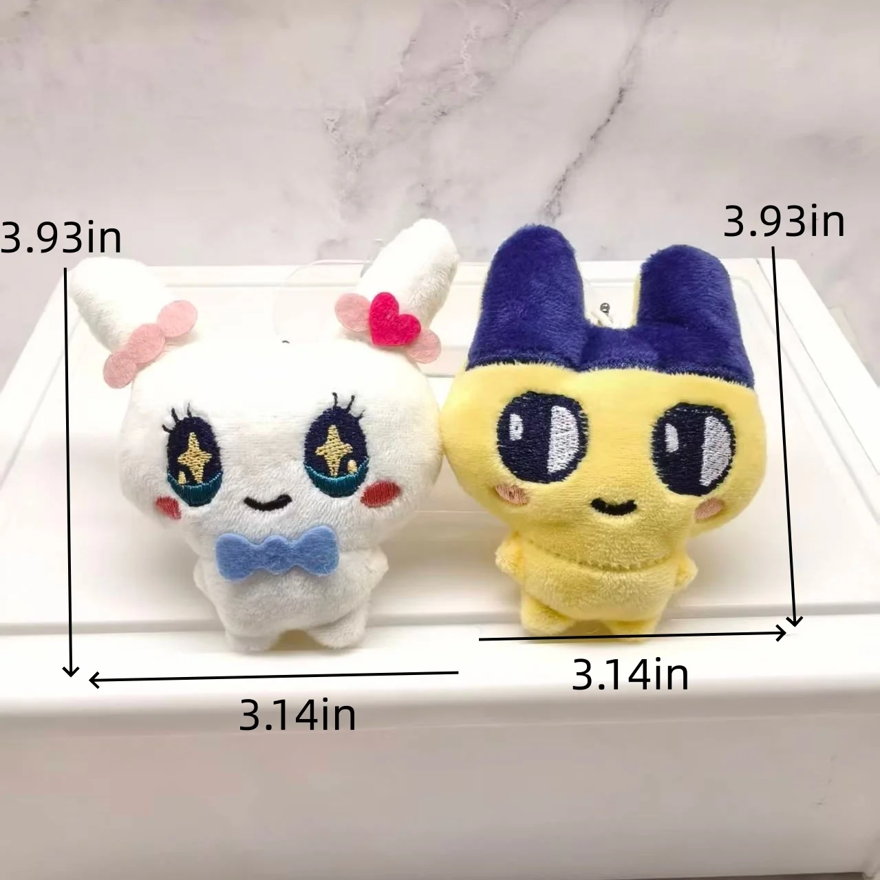 Tamagotchi Anime Plush Doll Keychain Kawaii Mametchi&Lovelinch Couple Keyring Backpack Decor Cartoon Doll Cute Girly Gift 2pcs