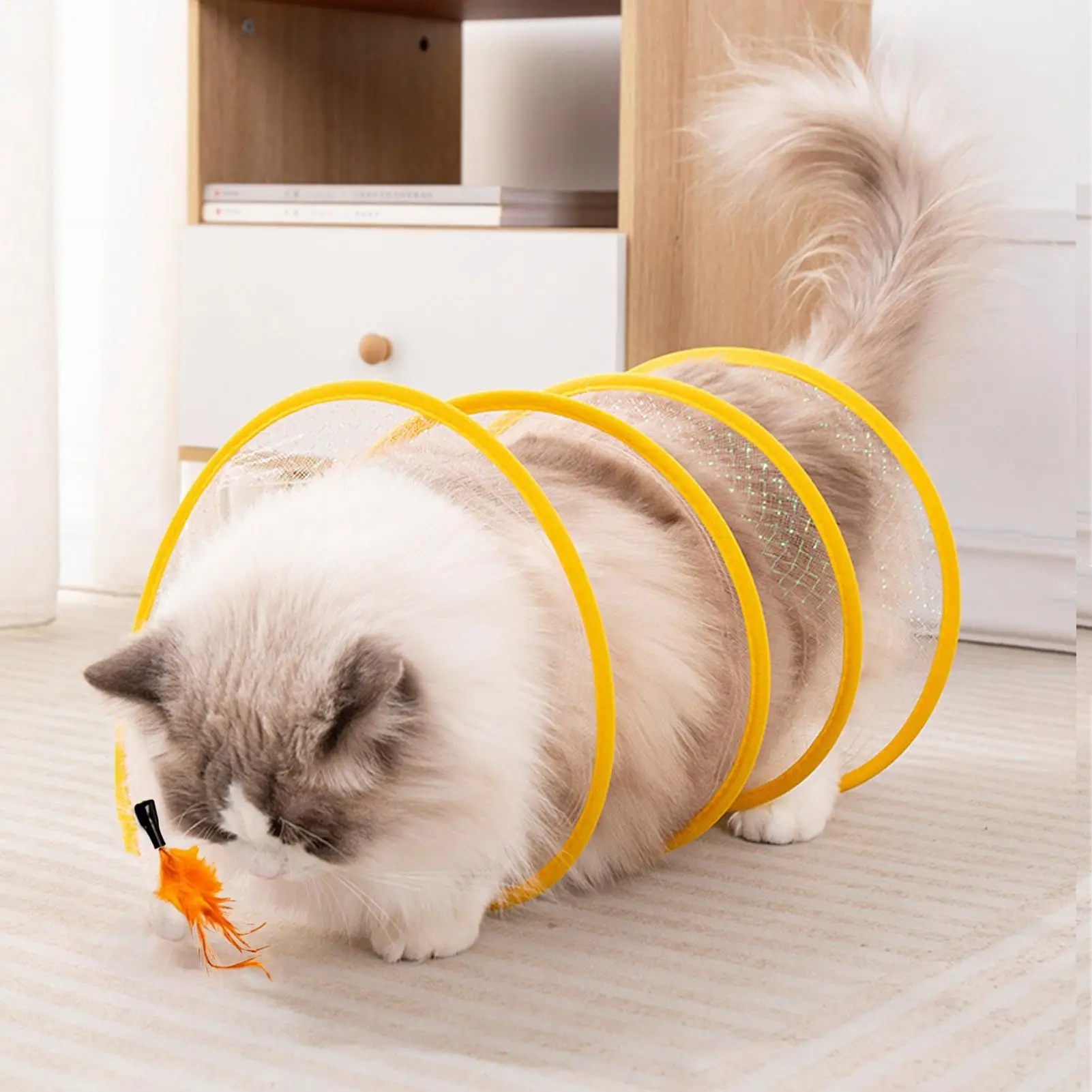 Cat Toy Tunnel Self Play Foldable Portable Play Channel Hunting Spiral Tunnel With Toys For Exercise Hunting Boredom Kitten