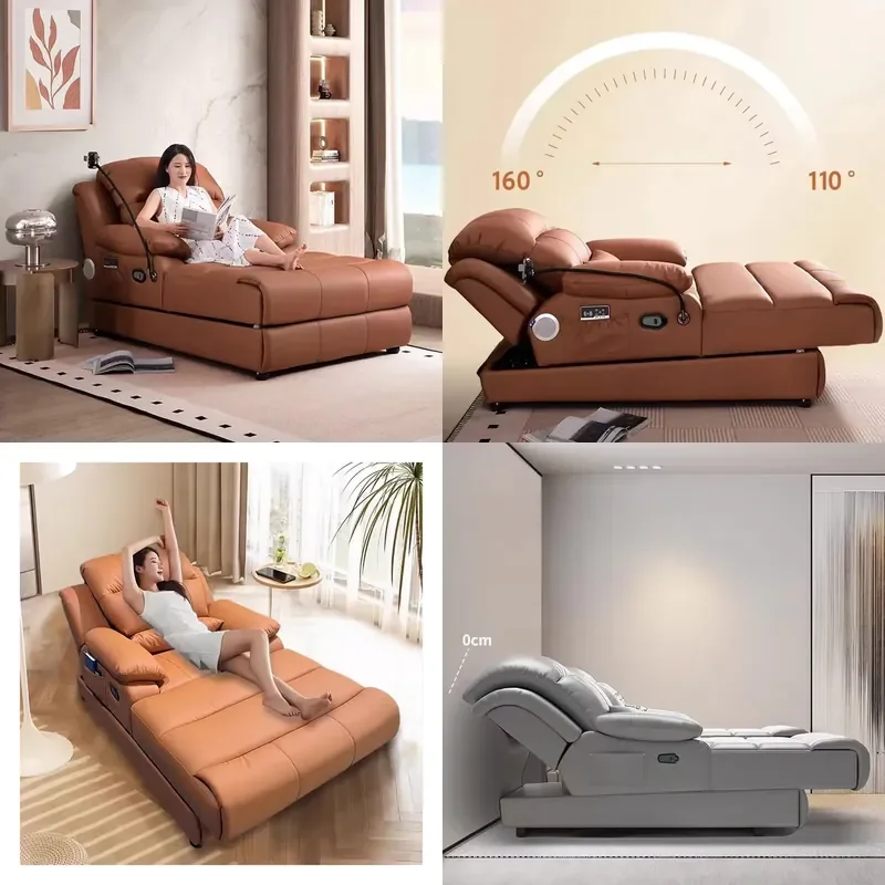 Modern Wood Frame Sleeper Sofa Bed with Remote Control 180 Folding Convertible Couch for Living Room Reclining