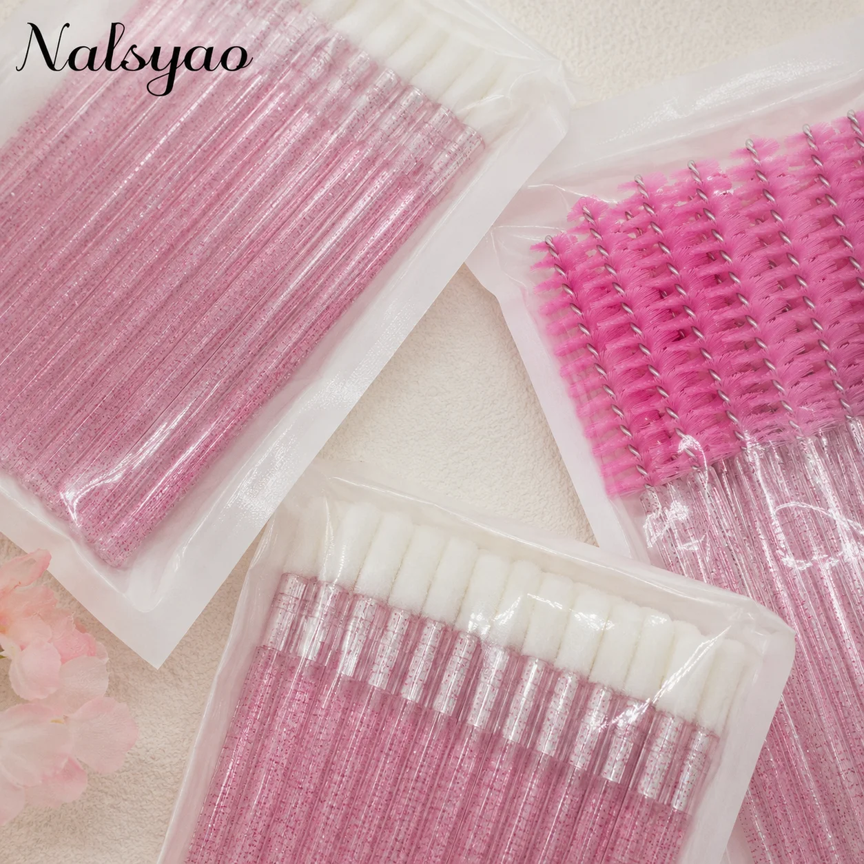 200pcs Eyelash Extension Removal Brush Micro Brush Disposable Lipline Cotton Brush Eyelash Applicator