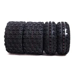 Juego de neumáticos ATV y UTV, neumáticos ATV con patrón de 4 piezas 22x7-10 delanteros y 20x10-9 traseros, neumáticos todoterreno resistentes de 10 pulgadas para montar en sendero de barro