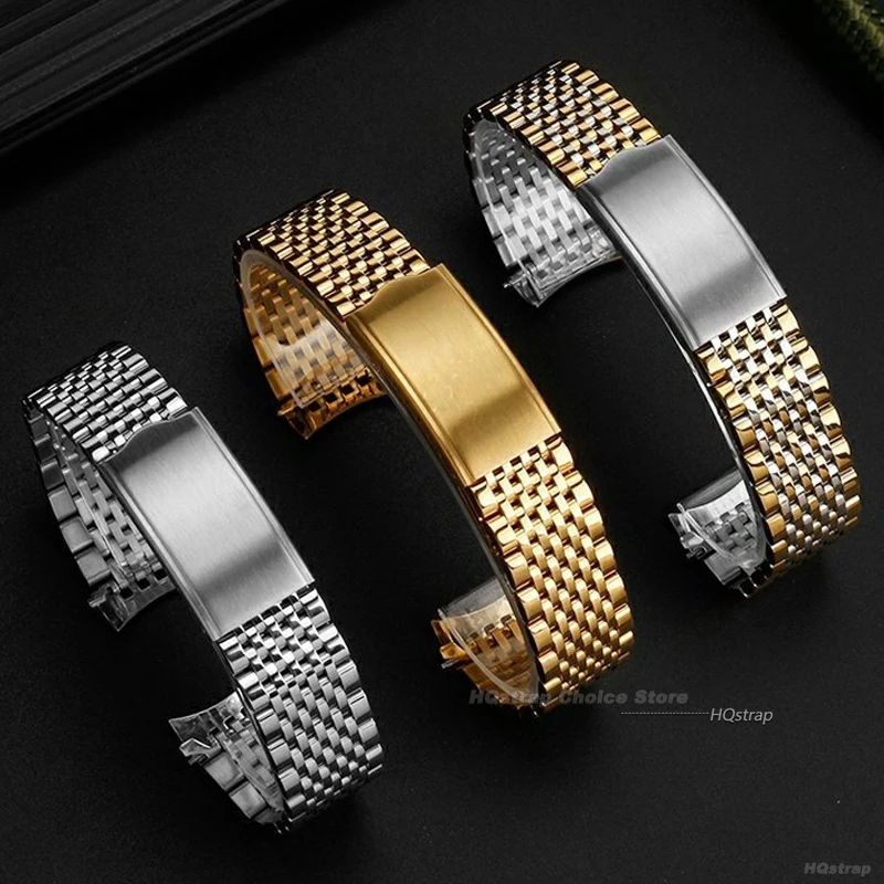 20mm 19mm 18mm Stainless Steel Watch Strap for Omega Seamaster Speedmaster Curved End Metal Strap Business Replacement Bracelet