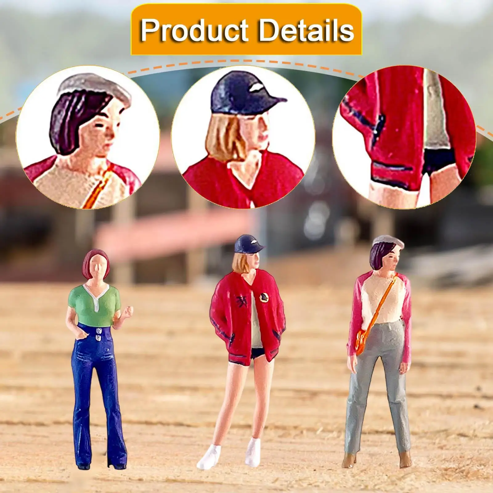 3 Pieces 1/64 Scale Diorama Women Figures Layout for Doll House Decorations