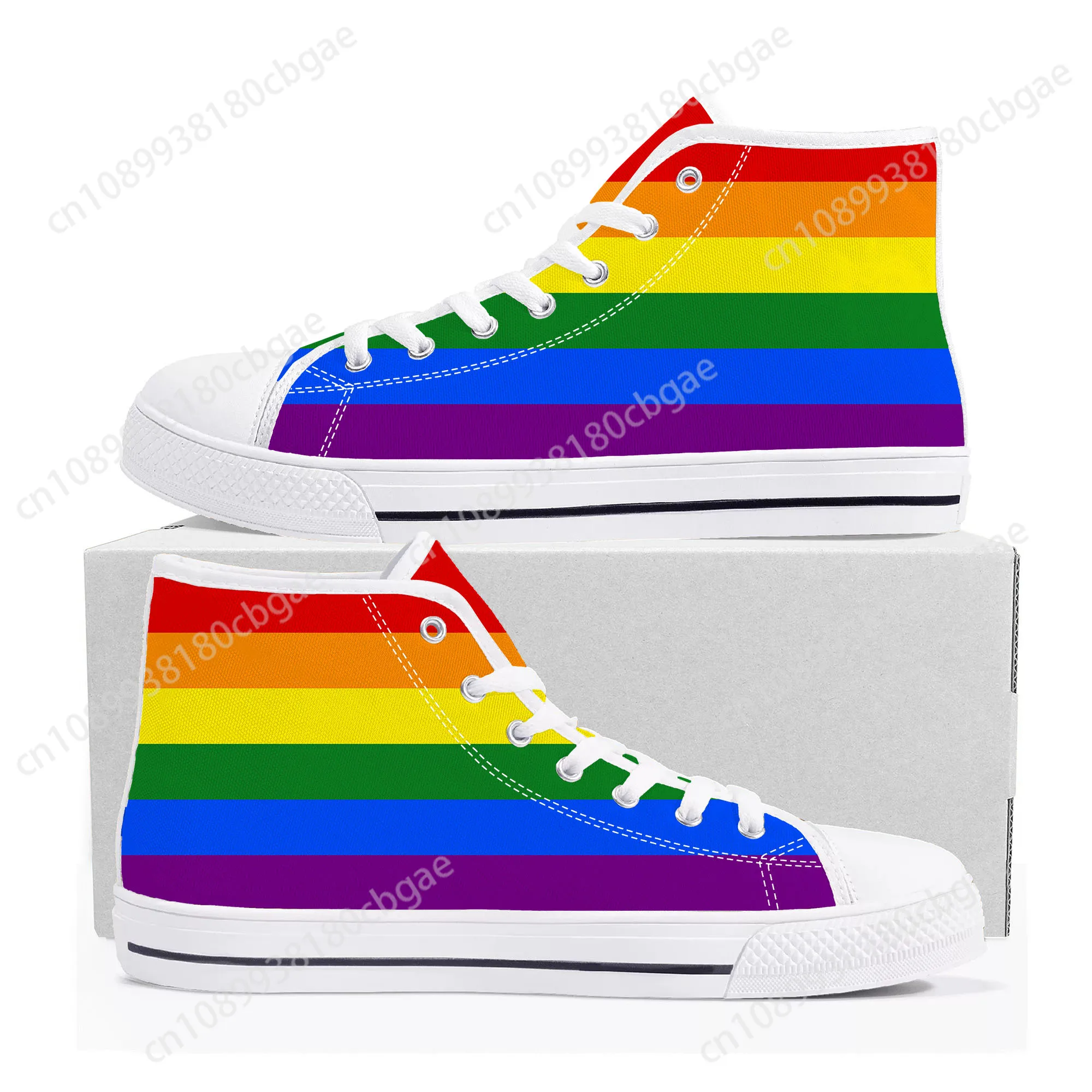 

LGBT ocmogic Pride rainbow High Top Sneakers Mens Womens Teenager Canvas Sneaker Casual Custom Made Shoes Customize Shoe