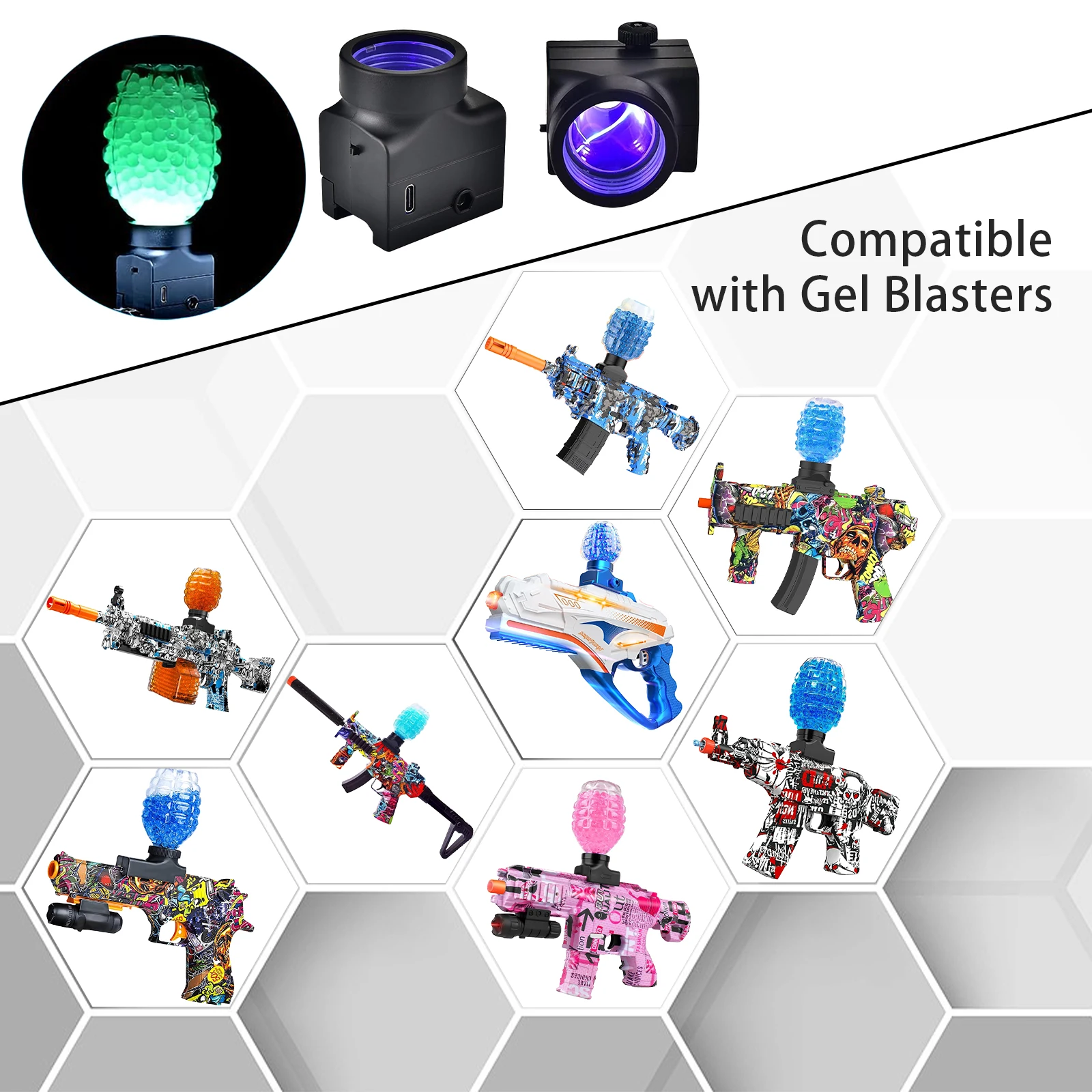 Accesorios para pistola de Gel con 1 botella que brilla en la oscuridad, pistola Splat, munición para recarga de Gel Blaster AK 416