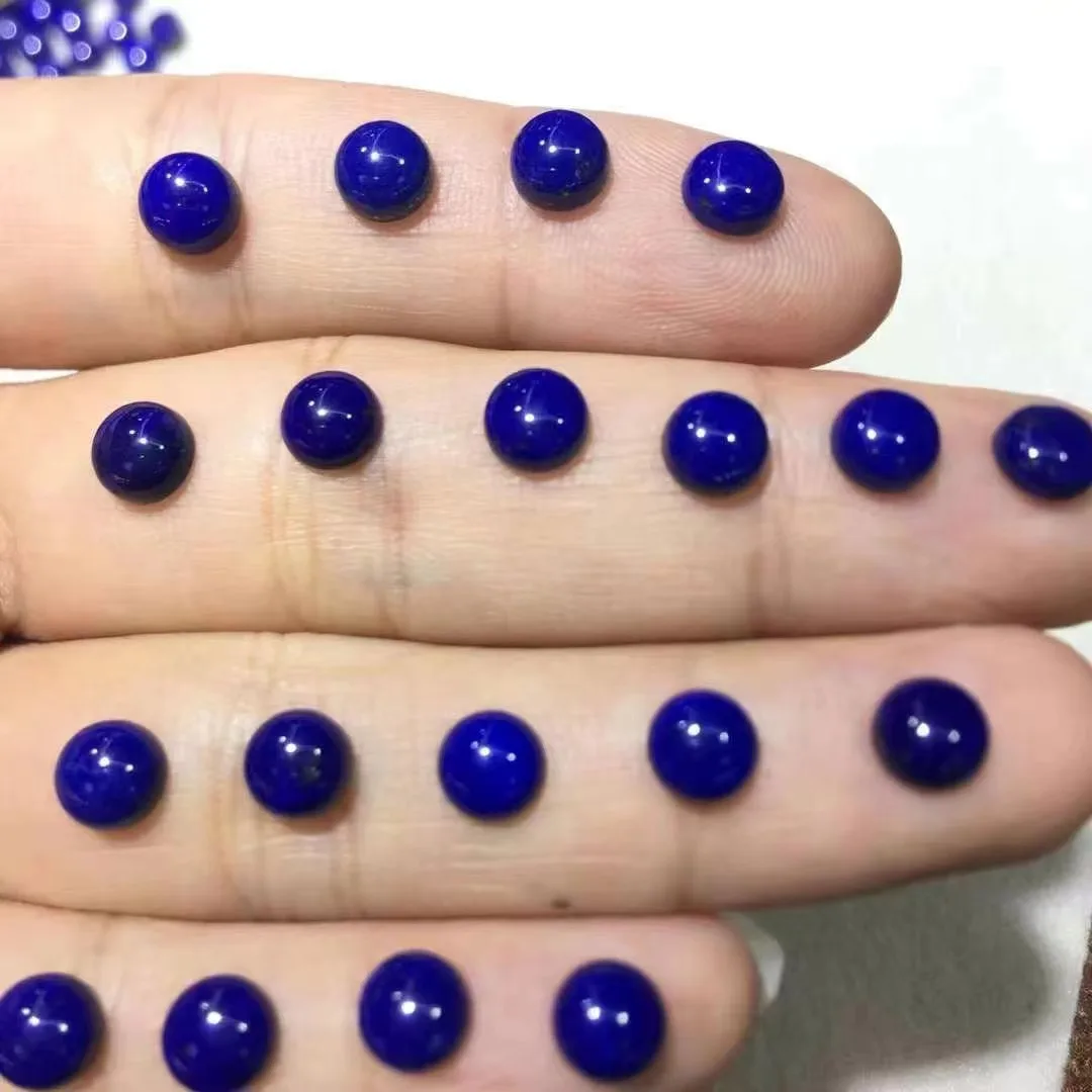 50-100pcs/Lot Super Quality Factory Price 3-5mm Round Cabochon Natural Afghanistan Lapis Lazuli Gemstone