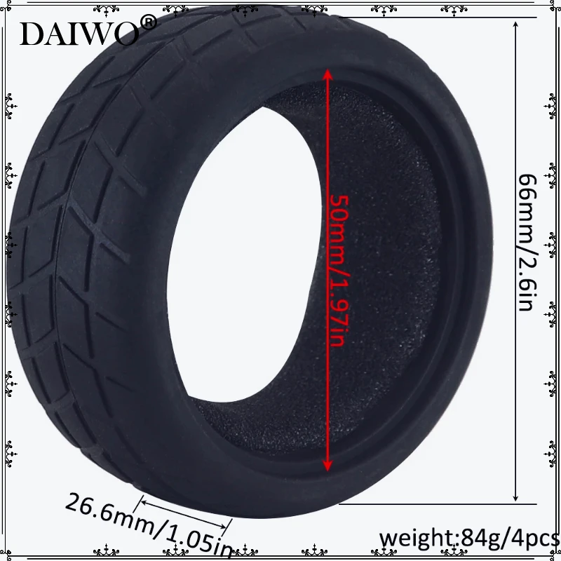 1:10 On-Road Car Tires 63-68mm High Grip Rubber Tyre Hot Melt Tire Hsp 94123 Hpi Himoto Fw06 Tt01 Abrasion Resistant Racing Car