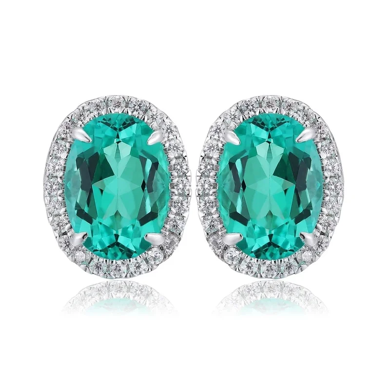 Lab Grown Emerald Stud Earrings for Women S925 Sterling Silver Dainty Everyday Jewelry Gift Hypoallergenic Lightweight Fashion E